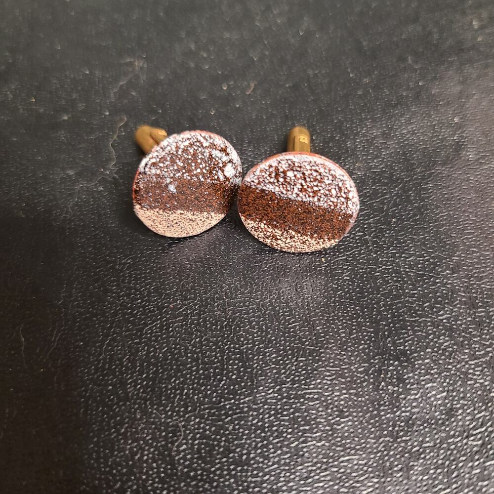 Vintage mid-century striped brown marbled resin cufflinks